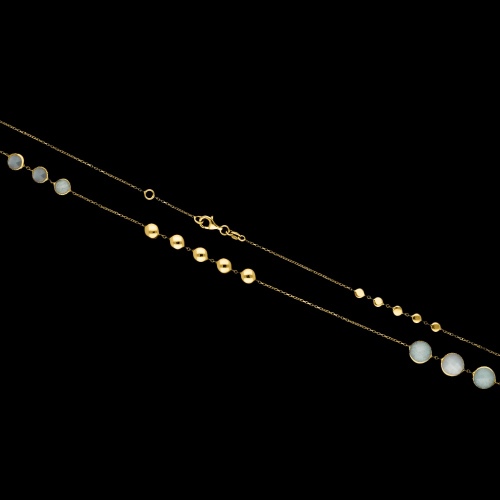 Złoty naszyjnik z kamieniem księżycowym i kwarcem pr.585