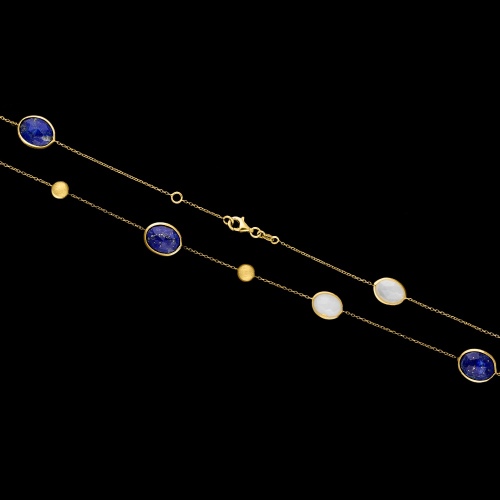 Złoty naszyjnik z lapisemi kamieniem księżycowym pr.585