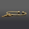 Złota bransoletka bangle z cyrkoniami - Kłódka i Klucz pr.585