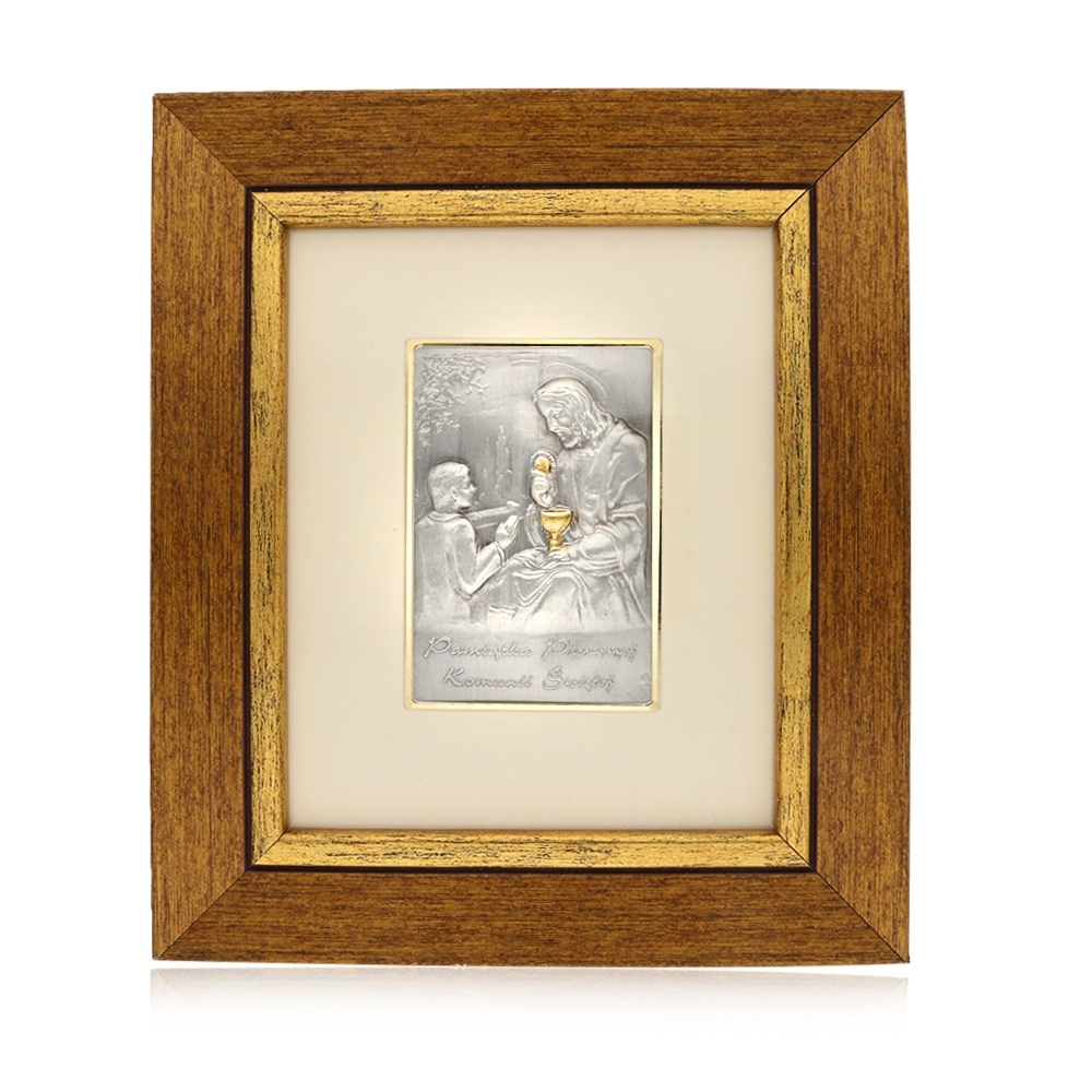 Srebrny obrazek na pierwszą komunię św. - Eucharystia