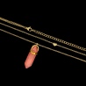 Pozłacany naszyjnik kaskadowy z różowym kwarcem