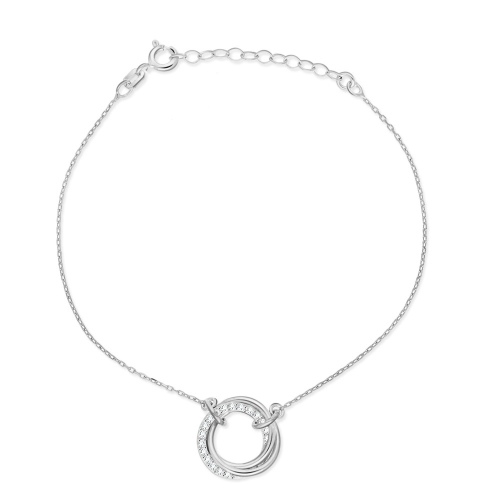 Srebrna bransoletka celebrytka z cyrkoniami - Splecione Pierścienie pr.925