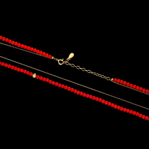 Pozłacany podwójny naszyjnik z kryształkami pr.925