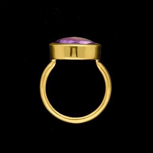 Pozłacany pierścionek z kwarcem pr.925