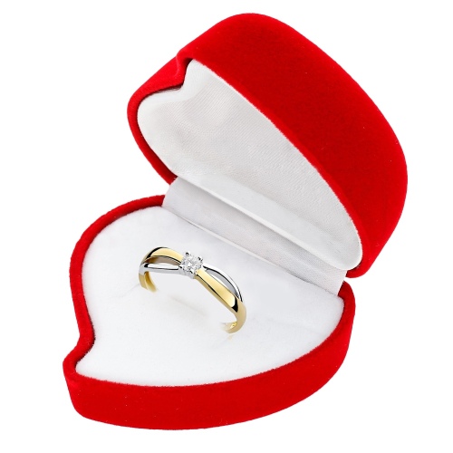 Pudełeczko ozdobne na pierścionek - Czerwone Welurowe Serduszko