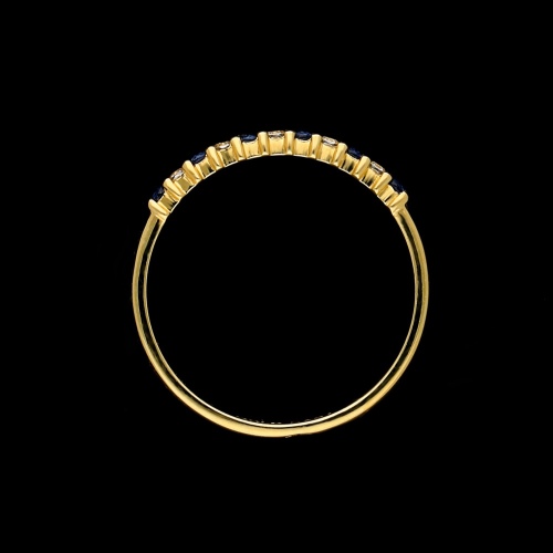 Złoty pierścionek z cyrkoniami i szafirem pr.585