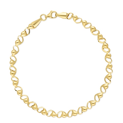 Złota bransoletka - Połączone serduszka 19cm pr.585