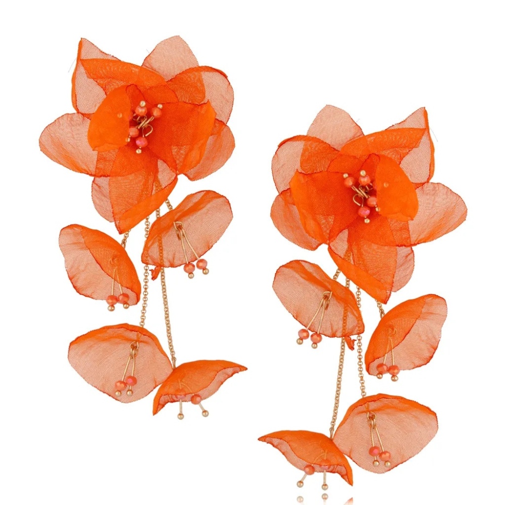 Kolczyki By Dziubeka - Kwiaty Pomarańczowe Aura