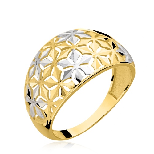 Złoty pierścionek z cyrkoniami - Kwiatki pr.333