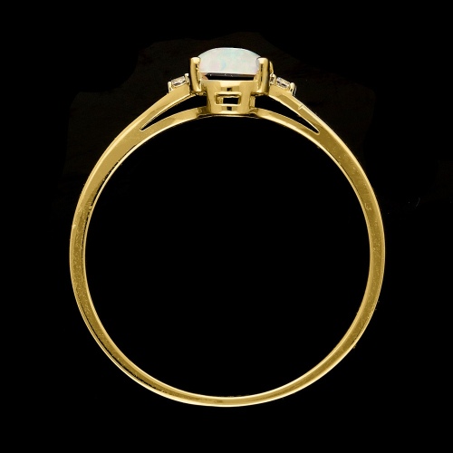 Złoty pierścionek z opalem i cyrkoniami pr.333