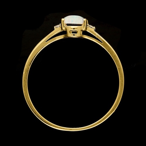 Złoty pierścionek z opalem i cyrkoniami pr.585