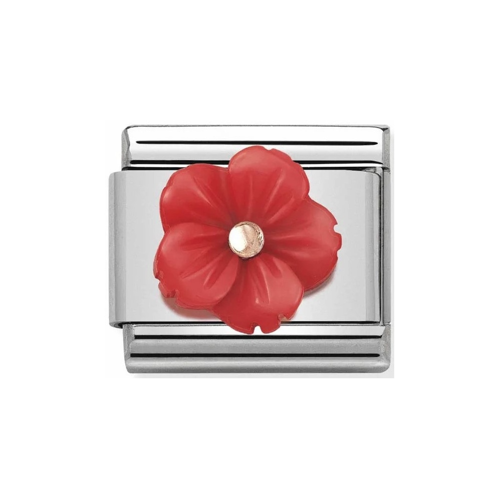 Nomination - Link 9K Rose Gold 'Mother Of Pearl Red Flower' 430510/07
