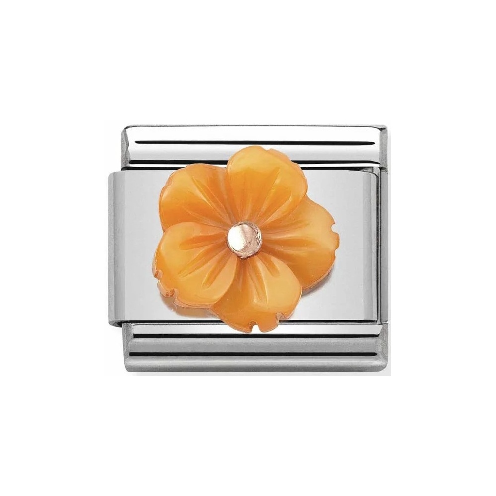 Nomination - Link 9K Rose Gold 'Mother Of Pearl Orange Flower' 430510/05