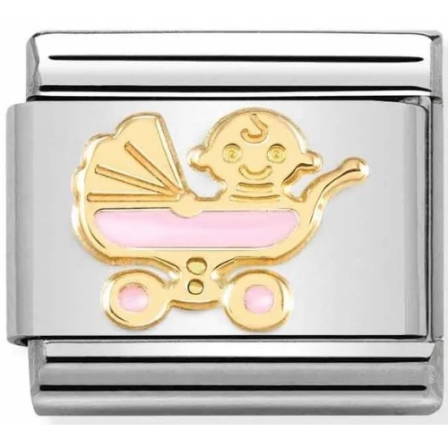 Nomination - Link 18K Gold 'Różowy wózek dziecięcy' 030272/60