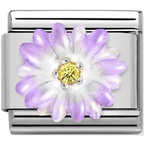 Nomination - Link 925 Silver 'Violet Flower with Yellow CZ' 330321/03