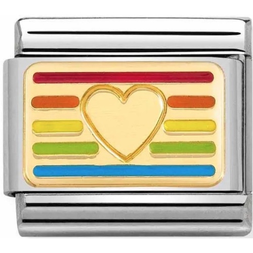 Nomination -  Link 18K Gold 'Rainbow Flag Heart' 030263/24