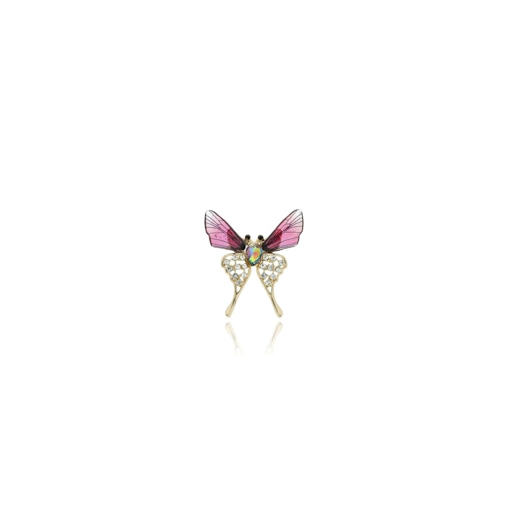 Broszka ze szkłem fasetowanym - Motyl