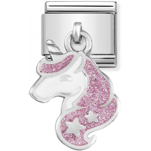 Nomination - Link 925 Silver 'White and Glitter Pink Unicorn' 331805/13