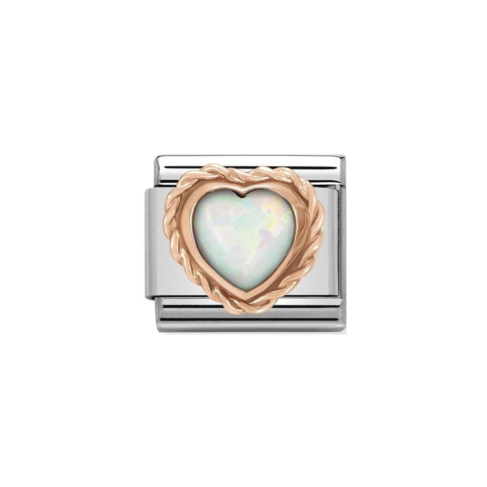 Nomination - Link 9K Rose Gold Biały opal serce 430509/22