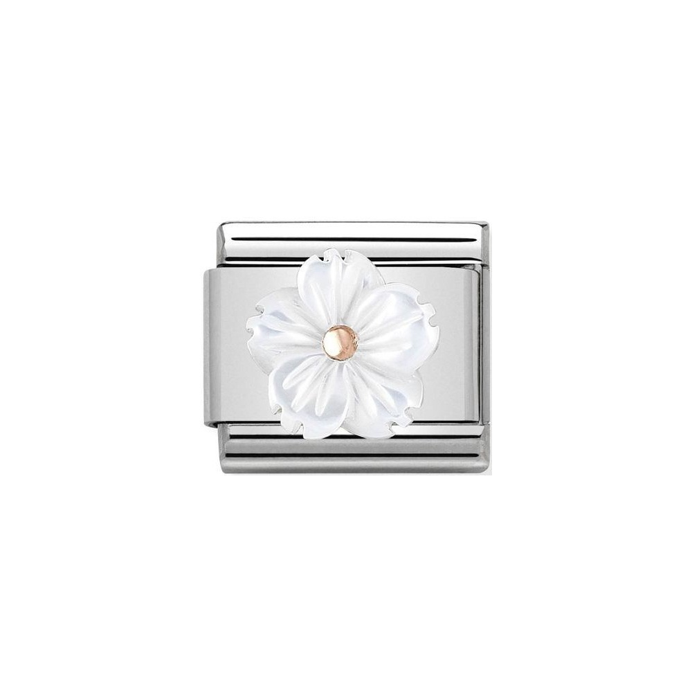 Nomination - Link 9K Rose Gold 'Flower in White Mother of Pearl' 430510/02
